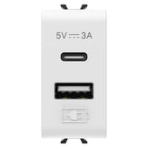 Double USB socket Korus TYPE A+C - 3A 1 module matte white